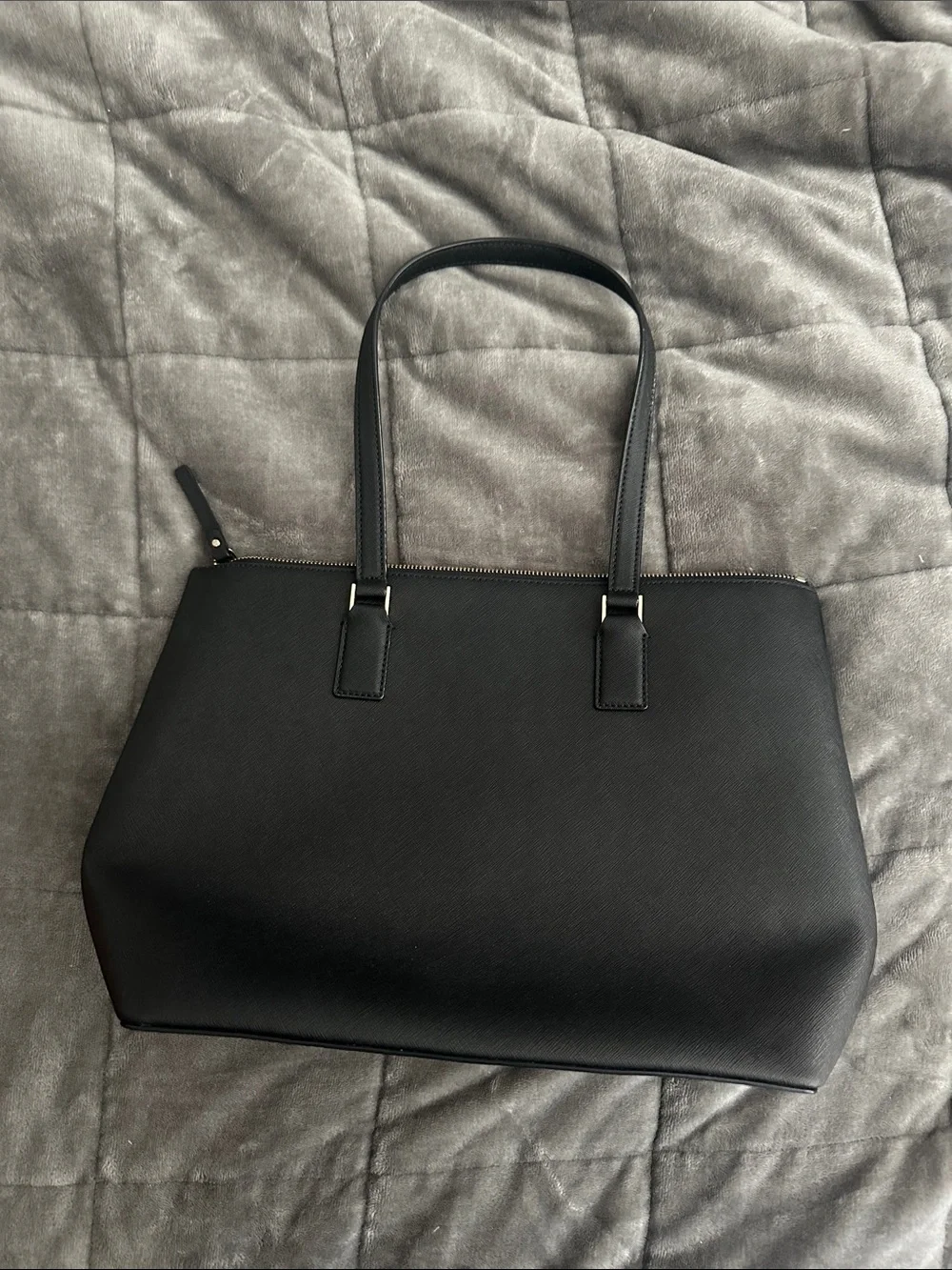 kate spade Black Leather Tote with Gold Hardware